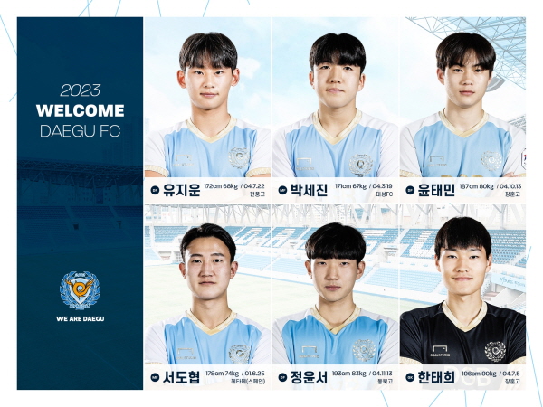 2023시즌 대구 FC에서 데뷔하는 6명의 신인 선수들 ©대구 FC 제공